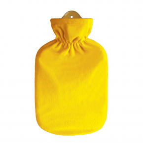 2,0 Liter Wärmflasche mit klassischem Flauschbezug, gelb