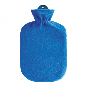 2,0 Liter Wärmflasche mit klassischem Flauschbezug, blau