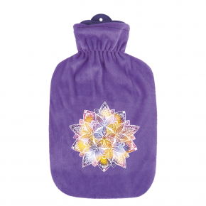 2,0 Liter Wärmflasche mit Velourbezug "Mandala", flieder