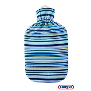 2,0 Liter Wärmflasche mit Softvelour-/Flauschbezug "Navy"
